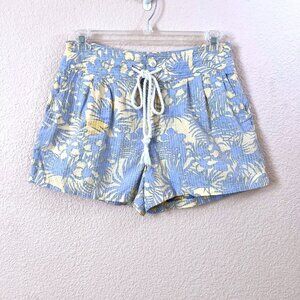 Free People Size 8 Women Blue Floral Beach Hawaiian High Waisted Bermuda Shorts